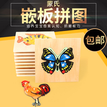 Montessori teaching aids Montessori childrens toys animals and plants Wood puzzle panels puzzle early education puzzle kindergarten