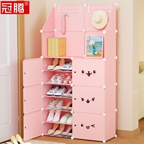 Simple shoe rack Home Dormitory Female Doorway Cloister Hood with hanging clothes hanger with shoe cabinet ultra-thin integrated with hanging clothes