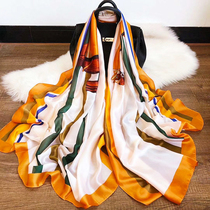 Silk scarves female long section 100 hitch Han version Zhangzi pleasant with sunscreen shawl summer multifunction thin beach towels scarf