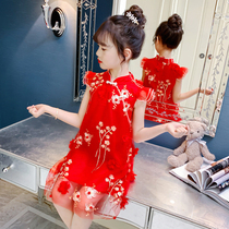 Korean girl dress 2021 new summer dress children cheongsam summer skirt foreign style Chinese Princess Hanfu