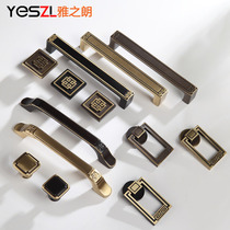 Elegant New Chinese Handle Cabinet Doors Pure Brass Antique High Gear Light Lavish Wardrobe Cupboard Brass Handle Drawers Full Copper