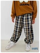 iaiammo original design foreign style all-match plaid straight adjustable leg pants childrens casual trousers