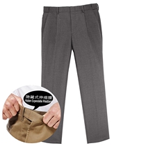 Zhou Dao clothing foreign trade original single mens suit pants wool polyester elastic telescopic adjustable waist pure black middle-aged uncle mens trousers