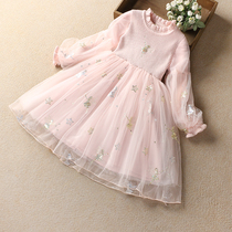 Girl dress spring new puffy gauze foreign girl baby child dress girl princess sweater dress