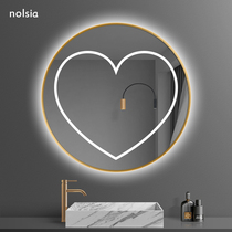 Nordic smart bathroom mirror toilet wall Wall Wall with lamp vanity mirror anti-fog perforated toilet bathroom mirror