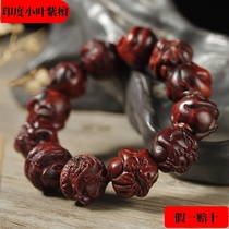 Zodiac Shozong Indian Little Leaf Purple Sandalwood Bracelet for men and women Bracelet Sandalwood Carve Beads to Play Foal Pearl