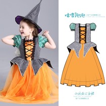 Children Act Out Girl Witch Princess Princess Dress Baby Pumpkin Skirt Cos Witch Little Girl Prom Show Costume