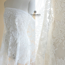 Ivory white wedding dress fabric mesh embroidery lace M22 embroidery car stock big flower lace fabric