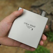 Coe shield outdoor titanium metal flat pot pure titanium pot portable wine with portable wine Mini small square bottle 6 ounces