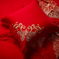 Wedding big red cotton embroidery bed pillow 45*45 wedding cotton pillow 60*60 sofa cushion cover pair