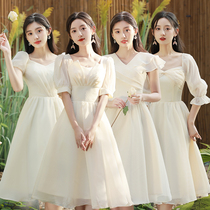 Bridesmaid dress champagne color 2022 autumn new high-end sister group bridesmaid dress skirt femininity is thin and long