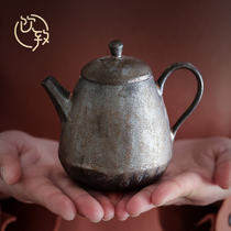 Drinking Gold teapot ceramic small tea maker coarse pottery one person with tea set single pot small kiln Kung Fu Cooking teapot