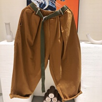  Tintin clothing store womens trousers rolled-up belt belt casual pants 2021 new western style simple and comfortable all-match