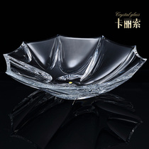 Crystal glass fruit plate modern home living room creative simple European fruit bucket candy snacks dried fruit plate