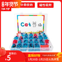 English magnetic red and blue letter stickers uppercase and lowercase refrigerator stickers puzzle childrens English word cards digital stickers vowels