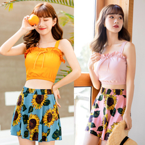 Swimsuit women skirt split conservative flat angle cute slim slim small fragrant wind sexy student swimsuit 2019 New