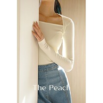MICHELLYMO Knitted Sweater Women Slim Slim Design Heart Machine Clavicle Top Wear Wool base shirt