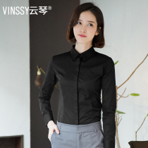 Black shirt woman long sleeve 2023 new spring and autumn small - collar white shirt career package in the dress
