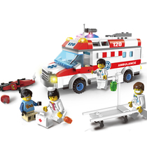 Building blocks childrens toys plastic female boys assembled model city series ambulance emergency ambulance Lego