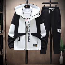 Boys coat spring and autumn hat fashion suit 12 teen gas jacket two pieces of fat boy tide 13