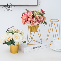 Nordic Wind Decoration Pendulum Pieces Modern Minimalist Creativity TV Cabinet Decorations Iron Art Flower Pots Simulation Flower Living Room Furnishing