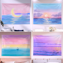 ins hanging cloth background cloth net red cute girl heart Pink Dream Moon room decoration decoration tapestry wall cloth