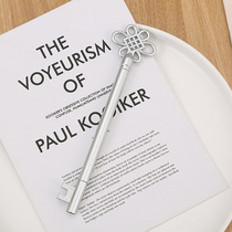 Vintage China knot key gel pen Creative learning stationery Black water pen Metal texture office signature pen