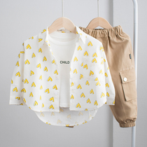 Than heart boy long sleeve shirt 2021 new small children Korean version of loose coat children cotton shirt foreign gas