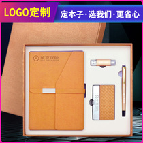 Business notebook custom logo printing cover wholesale office creative stationery gift set thickened leather notepad simple diary Meeting record present gift box to send customers and employees