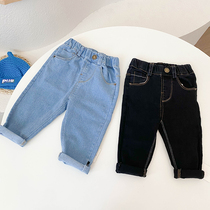 Childrens clothing boys 2021 autumn jeans small feet pants foreign-aged childrens baby long pants childrens pants