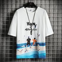 2021 new summer mens short sleeve T-shirt Tide brand ins trend loose cotton half sleeve shirt mens clothing