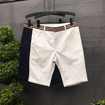 Summer new trendy mens thin slim casual five-point shorts mens Korean version of simple fashion straight white pants