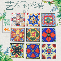 Colorful small flower tiles European Mediterranean style garden tiles hand painted features small tiles 100*100