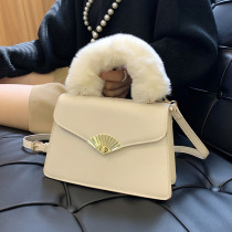 Bag women bag 2021 early autumn new shoulder shoulder bag fluffy bag foreign style texture Joker Korean small square bag