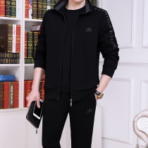 Mens suit middle-aged sportswear three-piece set morning exercise dad outfit spring new mens middle-aged father suit