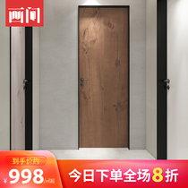 Minimalist aluminum wood door environmental protection Solid wood composite paint-free ecological interior suit door custom bedroom soundproof room door