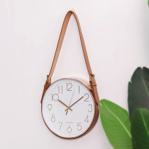 Nordic Poles Brief Ins Wind Hung Clocks Silent Living Room Minimalist Personality Fashion Wall Clock Strap Round Hanging Watch