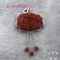Private jewellery Customized 925 silver inlaid rose pendant can come to stone to process accompanying irregular gem