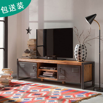 Nordic LOFT TV cabinet personality creative retro American country iron wood living room TV cabinet