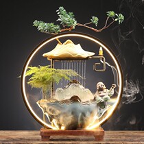 New Chinese style flowing water wealth ornament circulating water Zen lamp circle reverse flow incense burner living room study tea table entrance decoration