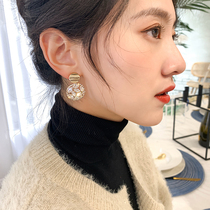 Summer models rhinestone round earrings fashion earrings female temperament Net red earrings 2021 New Tide simple light luxury