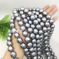 Hanyan-natural terahertz stone titanium Hertz cut round beads semi-finished DIY with beads size complete factory direct sales