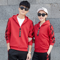 Sports suit Mens spring and autumn womens sports clothes lovers running clothes Long-sleeved trousers casual sweater two-piece set