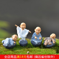 Cartoon monk Moss micro landscape ecological bottle water and land tank DIY material succulent plant Zen small ornaments