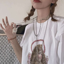 Demon smiley face national tide silver necklace male street trendy people cool trendy ins wild student pendant female couple