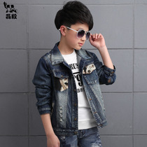 Boy denim coat Spring and Autumn New Tong children 2020 autumn clothes cotton jacket Korean trend coat foreign atmosphere