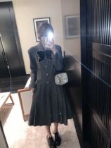 2020 Fall Winter Pleated Long Slim Art Museum Coat Thickened Sweater Coat Temperament Skinny