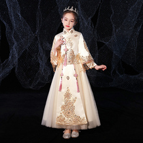 Childrens Cheongsam dress Girls Chinese style Long sleeve Hanfu Super fairy kimono dress Little girl costume dress Tang dress Spring and autumn