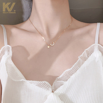  Goddess star and moon necklace 2021 new 925 sterling silver light luxury niche design sense high-end exquisite clavicle chain ins