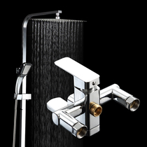 Shower shower set full copper thermostatic temperature liftable shower set mixing water valve hot and cold water dragon
